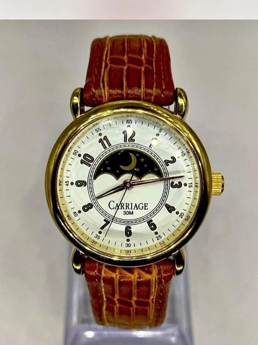 Luxury ^^^ Ladies * Carriage by Timex Carriage Moon Phase Watch Tan / Gold ^^^